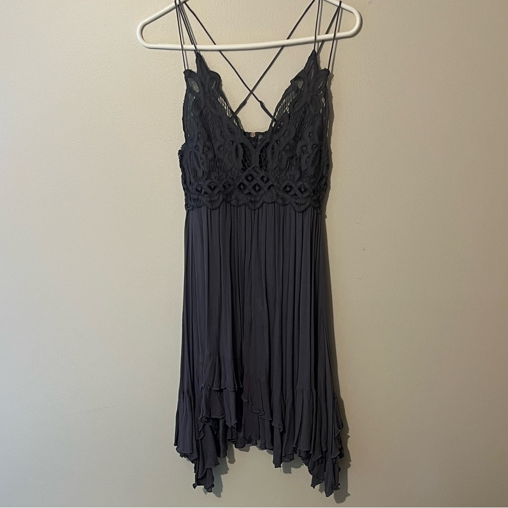 Free People Grey Lace Mini Dress - Picture 3 of 7